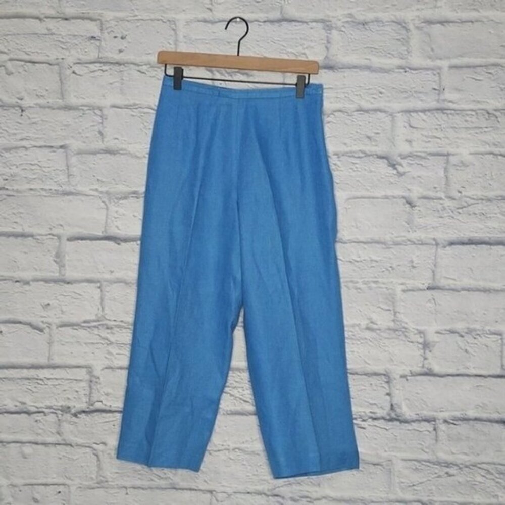 TALBOTS Irish linen Womens Blue cropped pants Sz 8